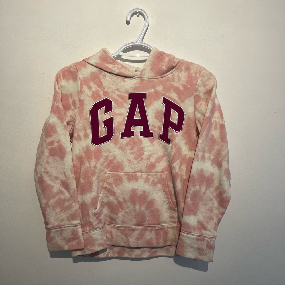 GAP Kids Cream and Pink Tie-Dye Hoodie